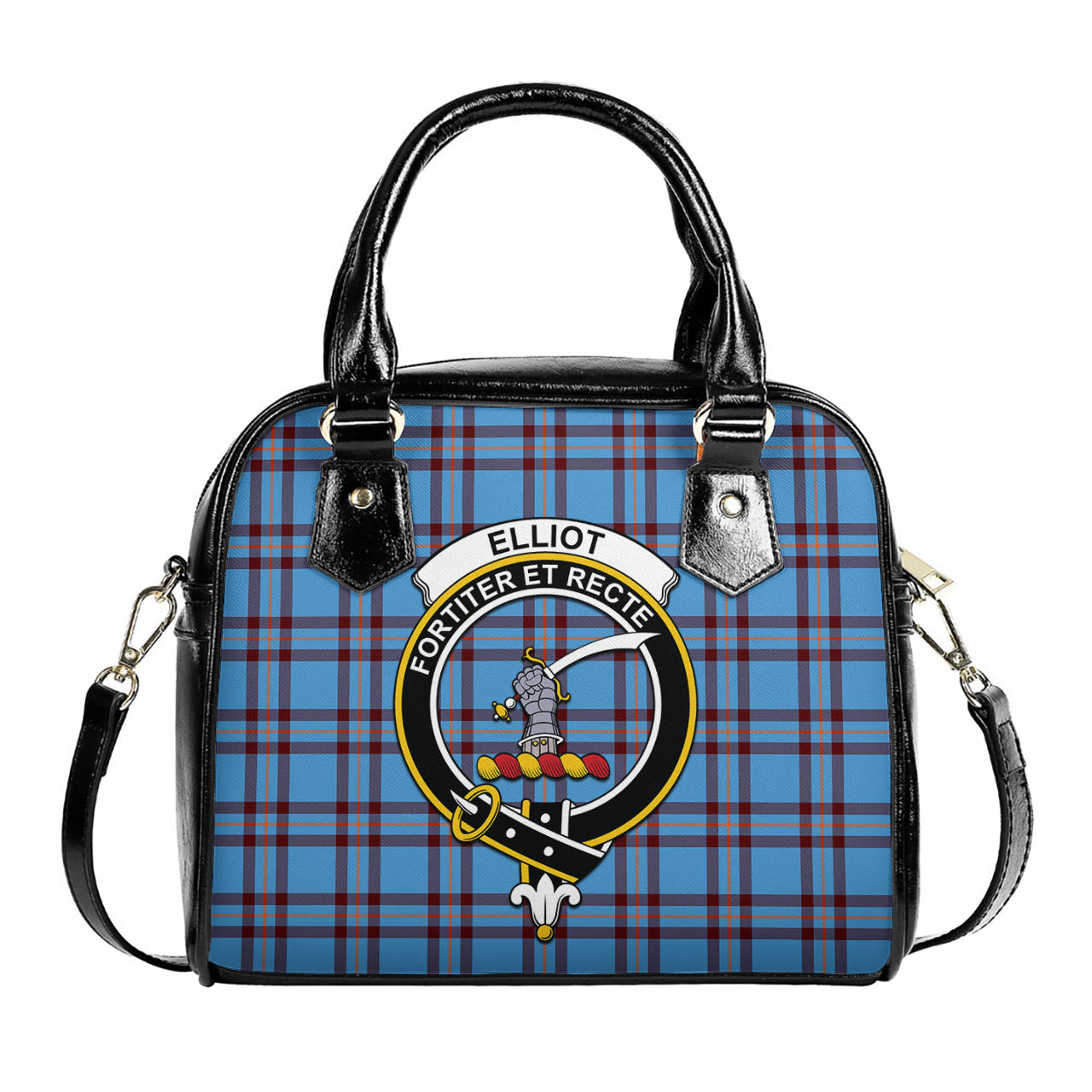 Elliot Ancient Tartan Shoulder Handbags with Family Crest One Size 6*25*22 cm - Tartanvibesclothing