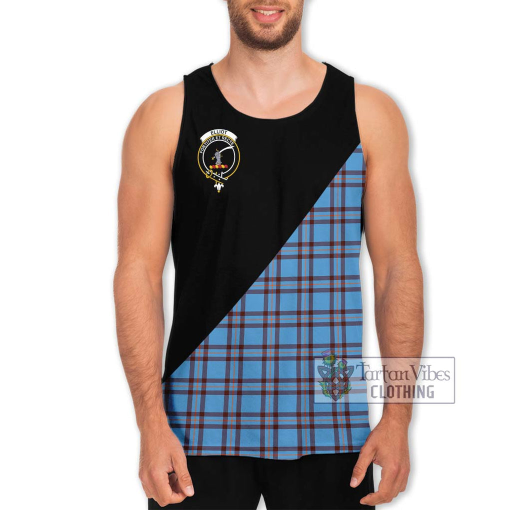 Elliot Ancient Tartan Men's Tank Top with Family Crest and Military Logo Style Men - Tartanvibesclothing Shop