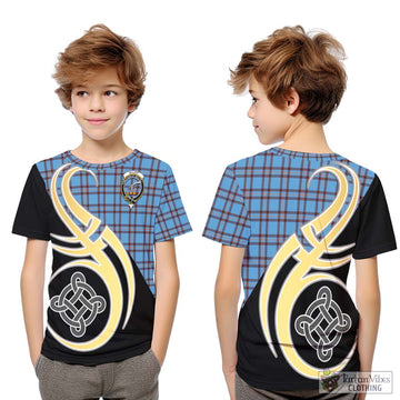 Elliot Ancient Tartan Kid T-Shirt with Family Crest and Celtic Symbol Style