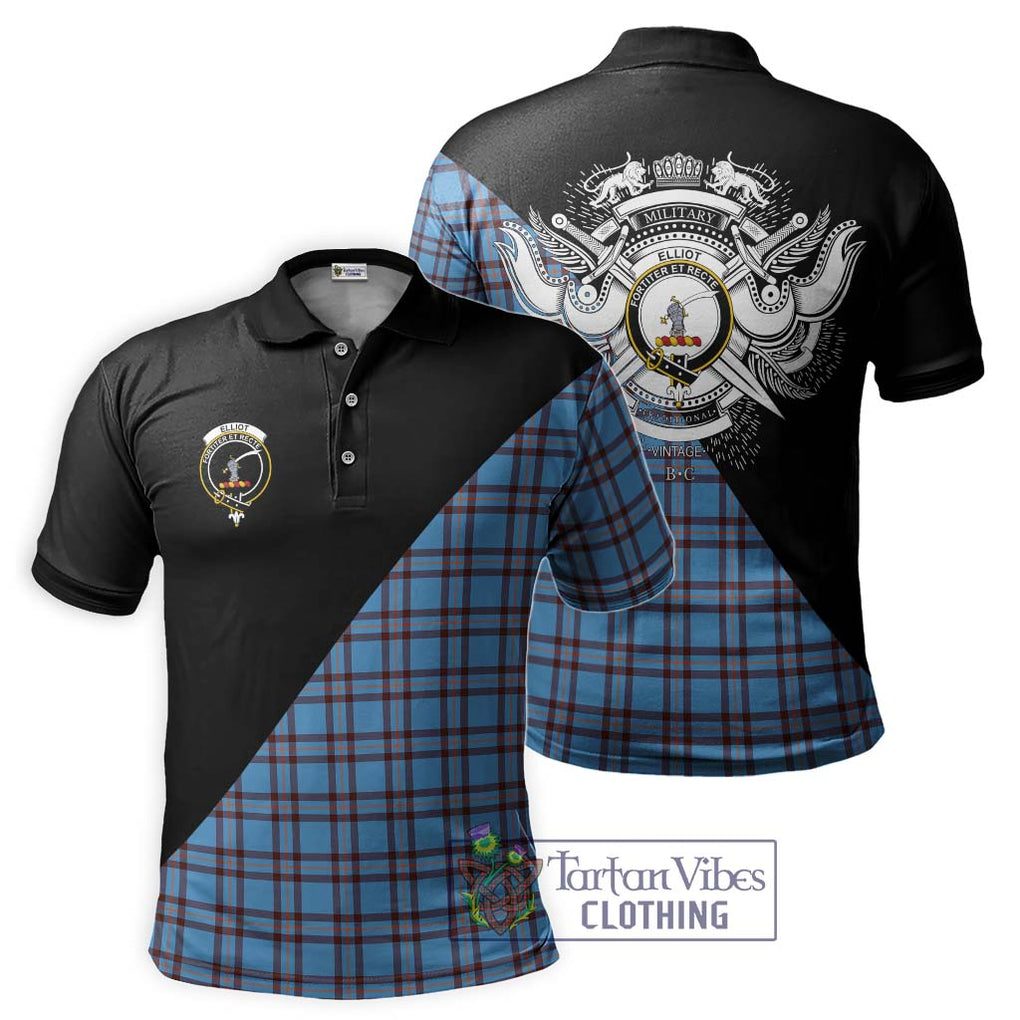 Elliot Ancient Tartan Polo Shirt with Family Crest and Military Logo Style Kid - Tartanvibesclothing Shop