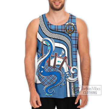 Elliot Ancient Tartan Men's Tank Top with Epic Bagpipe Style