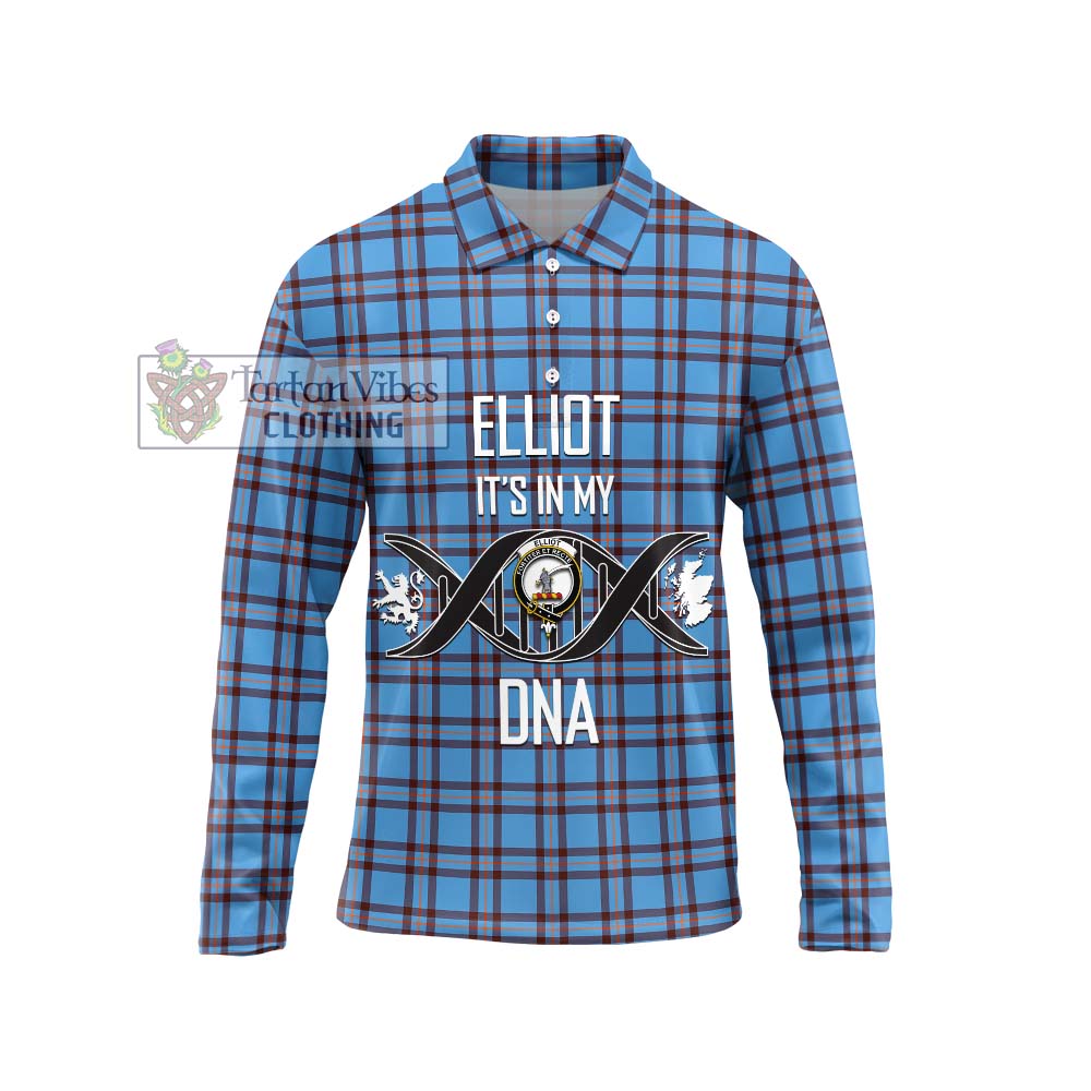 Elliot Ancient Tartan Long Sleeve Polo Shirt with Family Crest DNA In Me Style Unisex - Tartanvibesclothing Shop