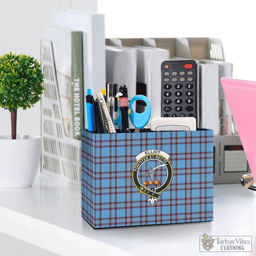 Elliot Ancient Tartan Pen Holder with Family Crest