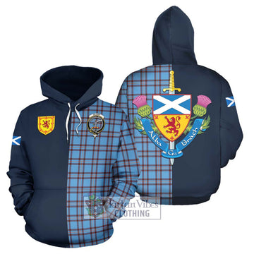 Elliot Ancient Tartan Hoodie Alba with Scottish Lion Royal Arm Half Style