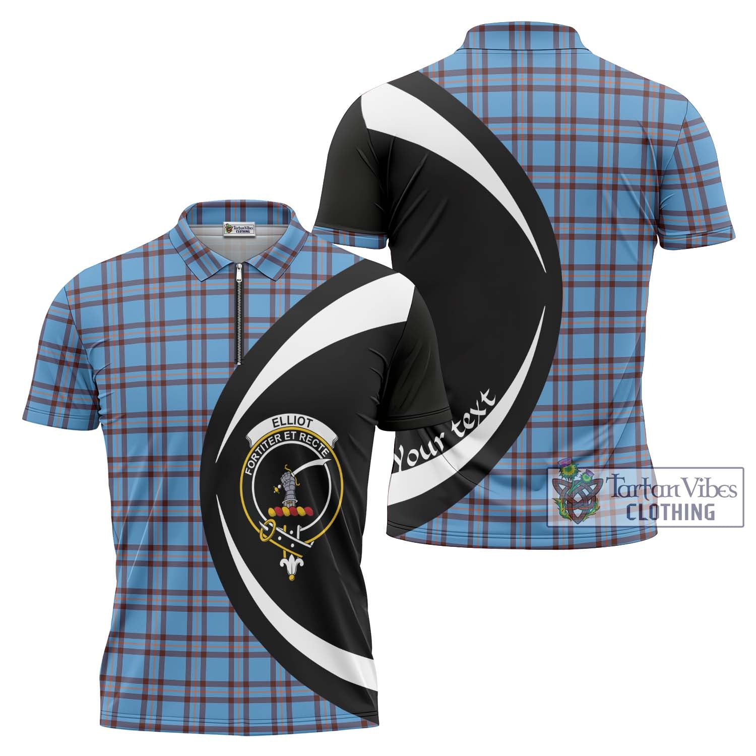 Tartan Vibes Clothing Elliot Ancient Tartan Zipper Polo Shirt with Family Crest Circle Style