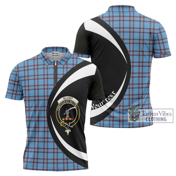 Elliot Ancient Tartan Zipper Polo Shirt with Family Crest Circle Style