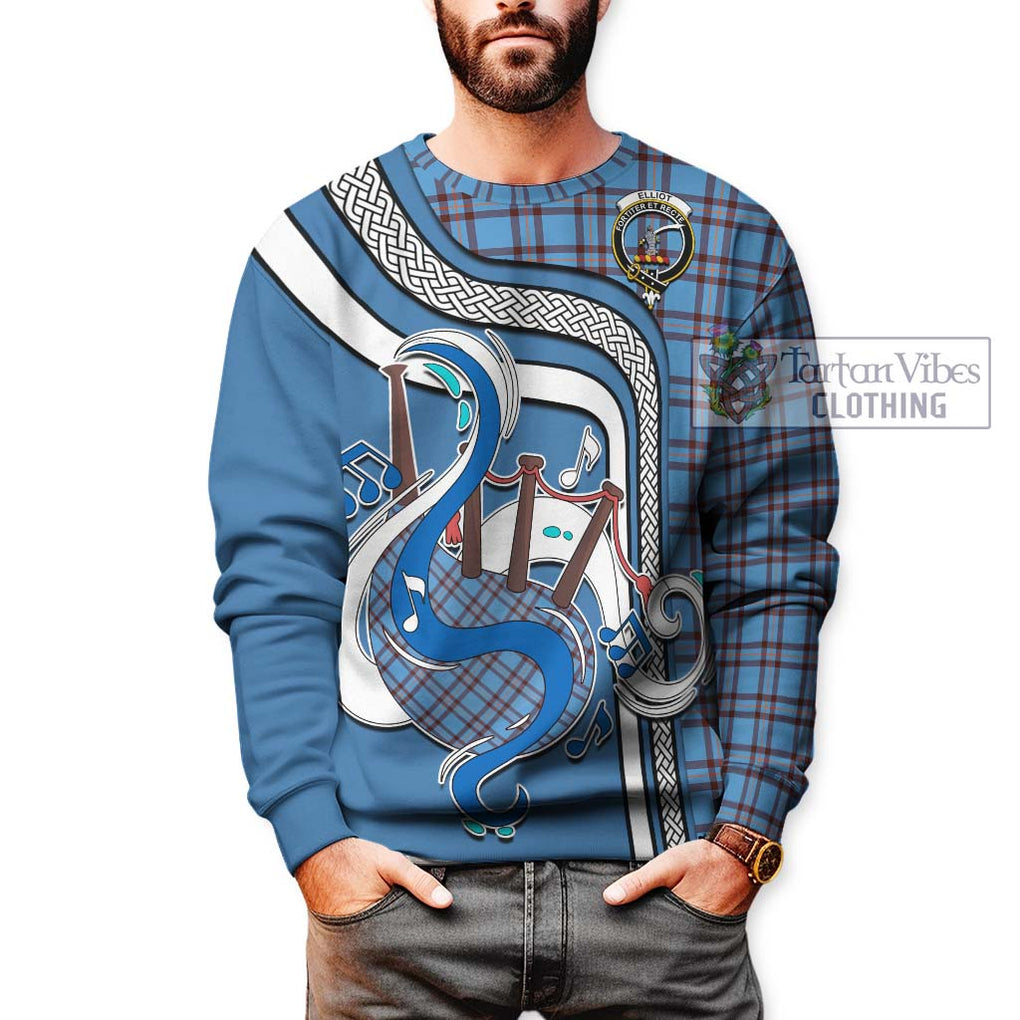 Elliot Ancient Tartan Sweatshirt with Epic Bagpipe Style Unisex - Tartanvibesclothing Shop