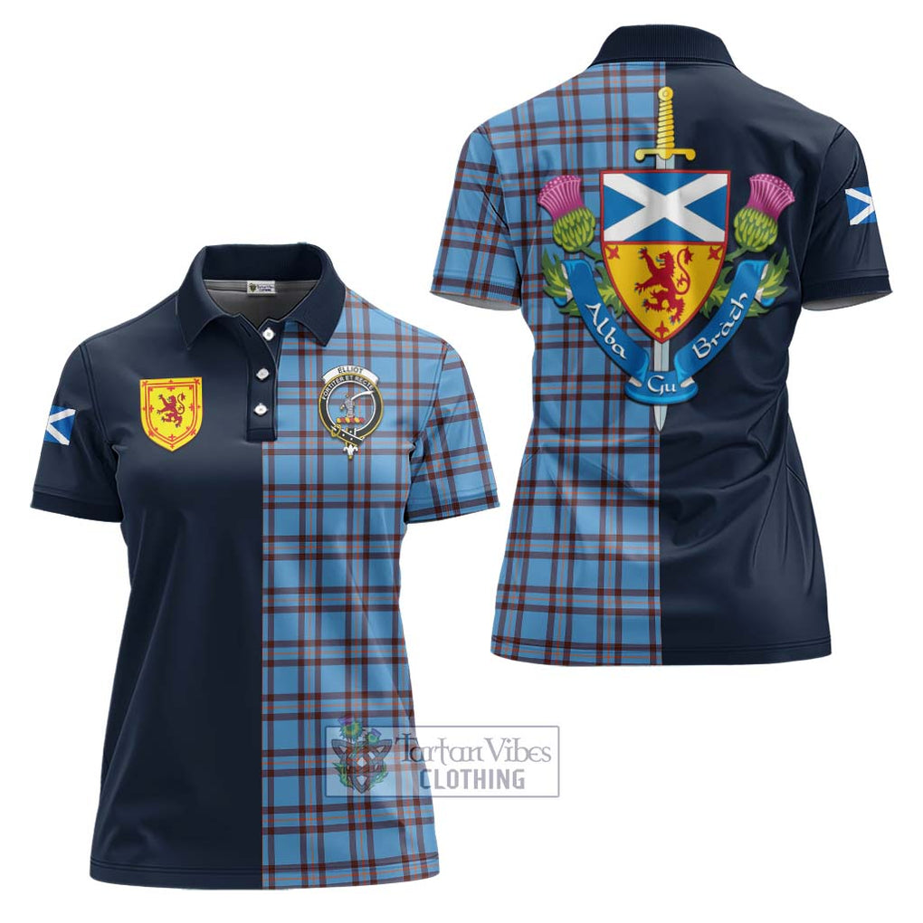 Tartan Vibes Clothing Elliot Ancient Tartan Women's Polo Shirt with Scottish Lion Royal Arm Half Style