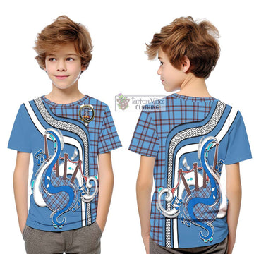 Elliot Ancient Tartan Kid T-Shirt with Epic Bagpipe Style