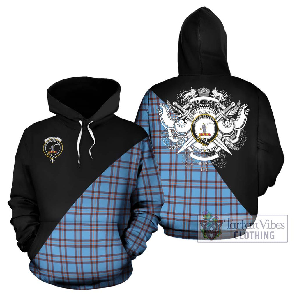 Elliot Ancient Tartan Hoodie with Family Crest and Military Logo Style Zip Hoodie - Tartanvibesclothing Shop