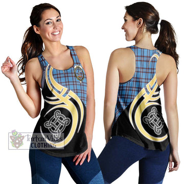 Elliot Ancient Tartan Women's Racerback Tanks with Family Crest and Celtic Symbol Style