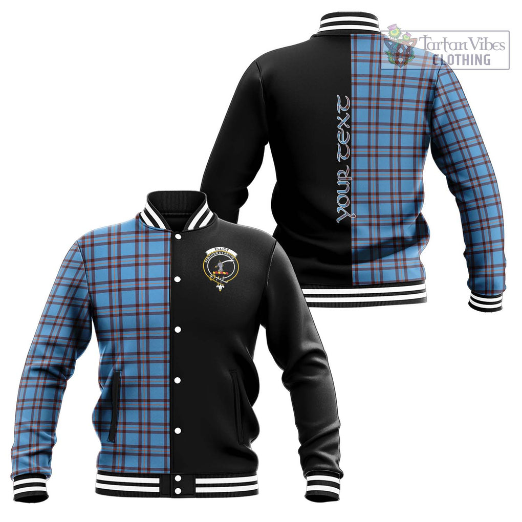 Elliot Ancient Tartan Baseball Jacket with Family Crest and Half Of Me Style Unisex - Tartanvibesclothing Shop