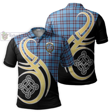 Elliot Ancient Tartan Polo Shirt with Family Crest and Celtic Symbol Style