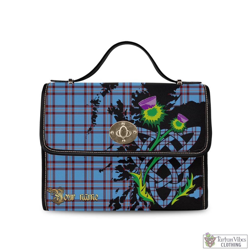 Tartan Vibes Clothing Elliot Ancient Tartan Waterproof Canvas Bag with Scotland Map and Thistle Celtic Accents