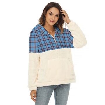 Elliot Ancient Tartan Women's Borg Fleece Hoodie With Half Zip