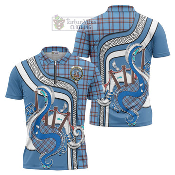 Elliot Ancient Tartan Zipper Polo Shirt with Epic Bagpipe Style