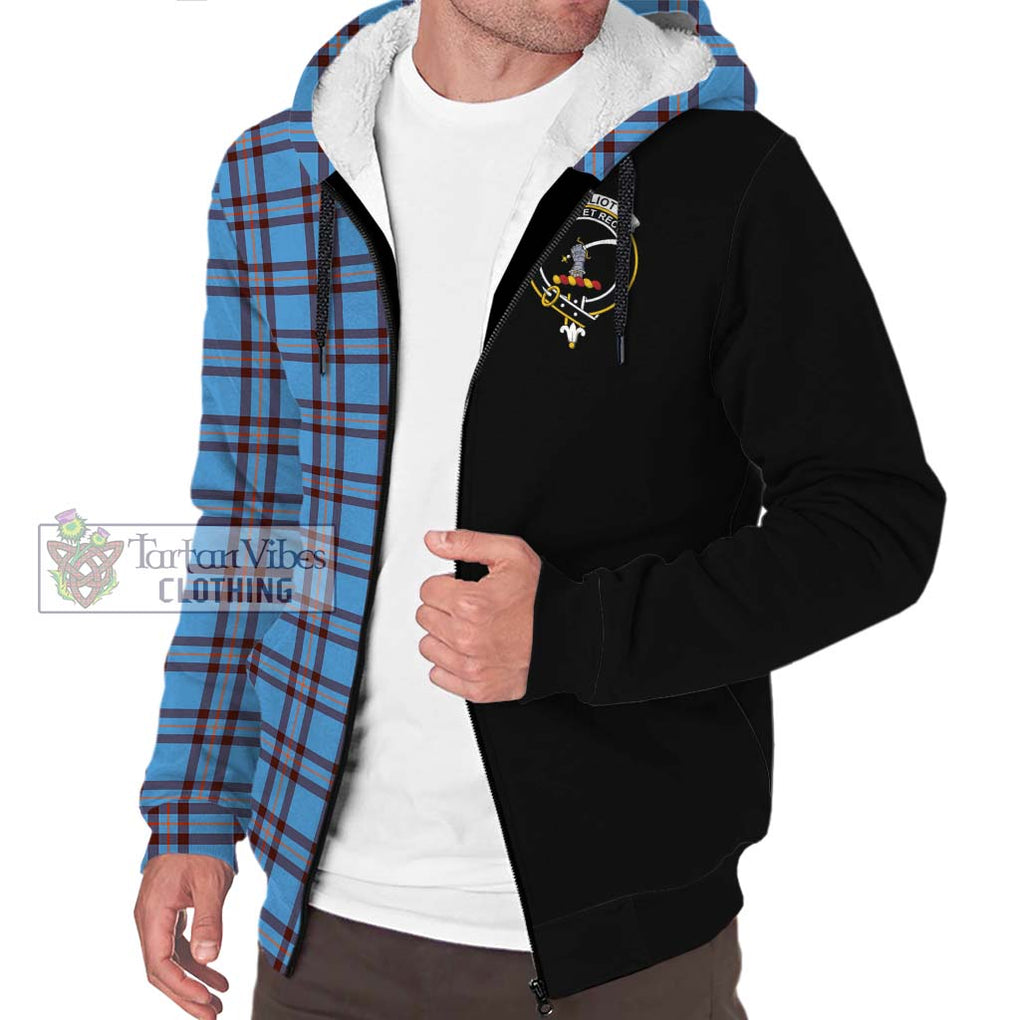 Elliot Ancient Tartan Sherpa Hoodie with Family Crest and Half Of Me Style Unisex S - Tartanvibesclothing Shop