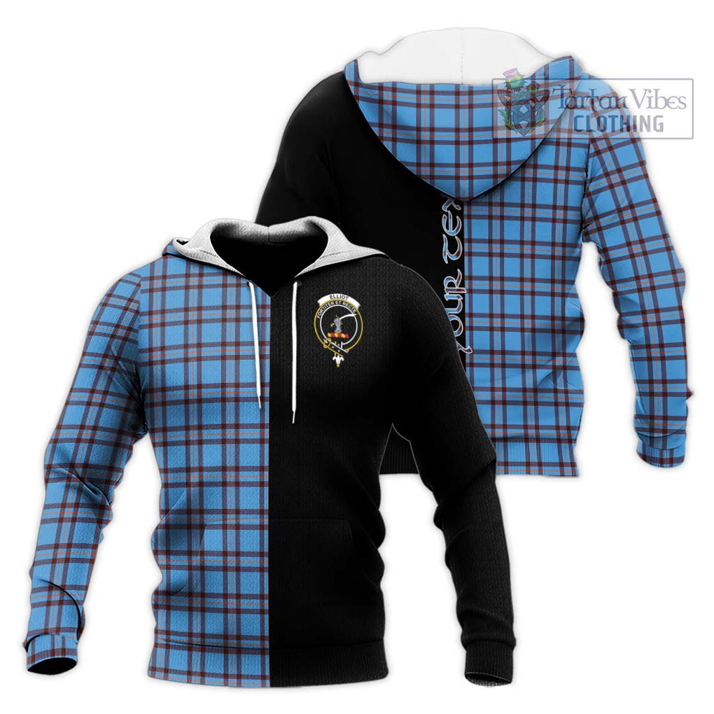 Elliot Ancient Tartan Knitted Hoodie with Family Crest and Half Of Me Style Unisex Knitted Pullover Hoodie - Tartanvibesclothing Shop