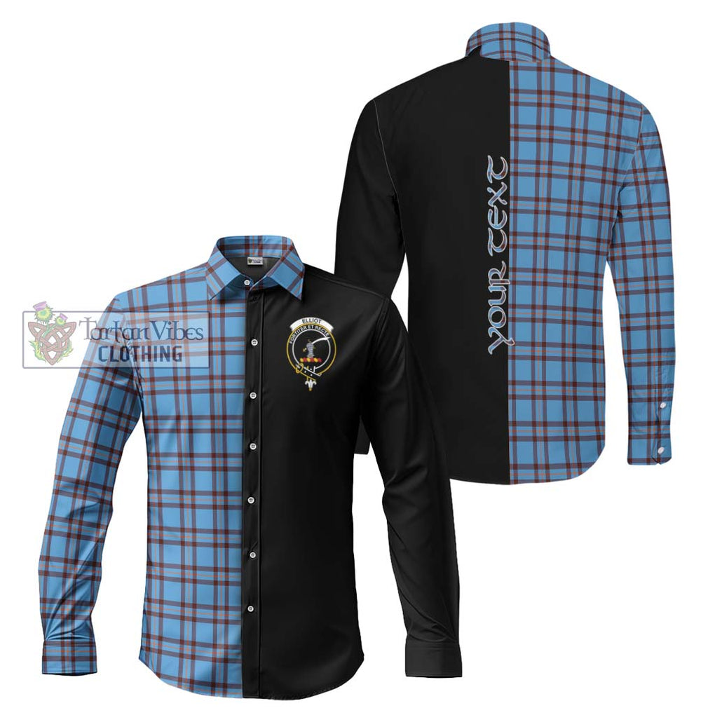 Elliot Ancient Tartan Long Sleeve Button Shirt with Family Crest and Half Of Me Style Men's Shirt S - Tartanvibesclothing Shop