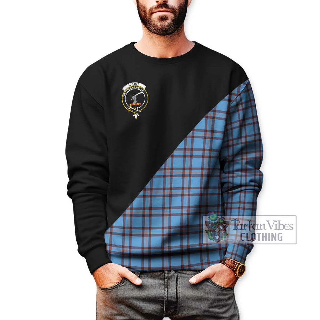 Elliot Ancient Tartan Sweatshirt with Family Crest and Military Logo Style Unisex - Tartanvibesclothing Shop