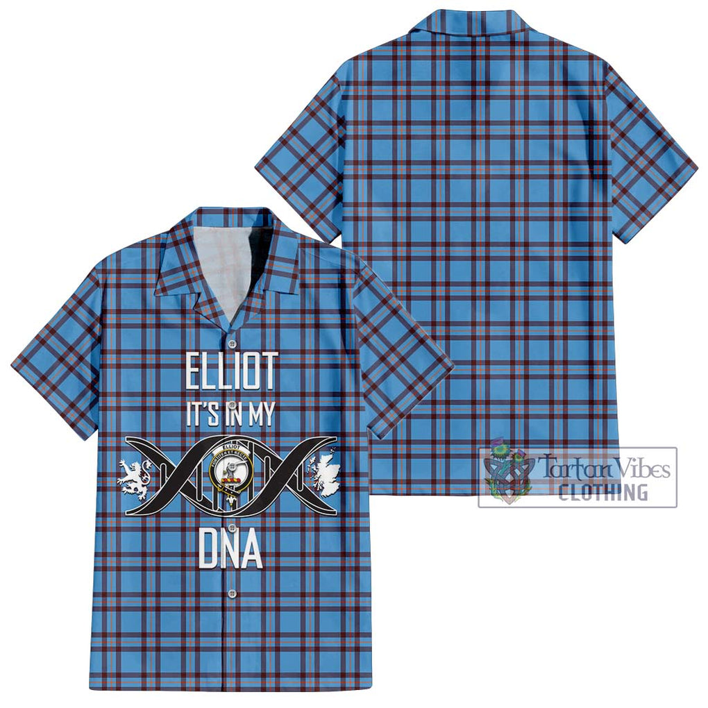 Elliot Ancient Tartan Short Sleeve Button Shirt with Family Crest DNA In Me Style Kid - Tartanvibesclothing Shop