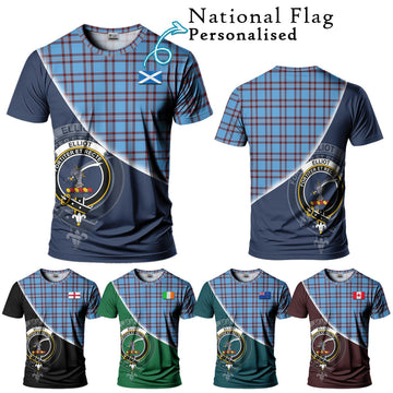 Elliot Ancient Tartan T-Shirt with Personalised National Flag and Family Crest Half Style