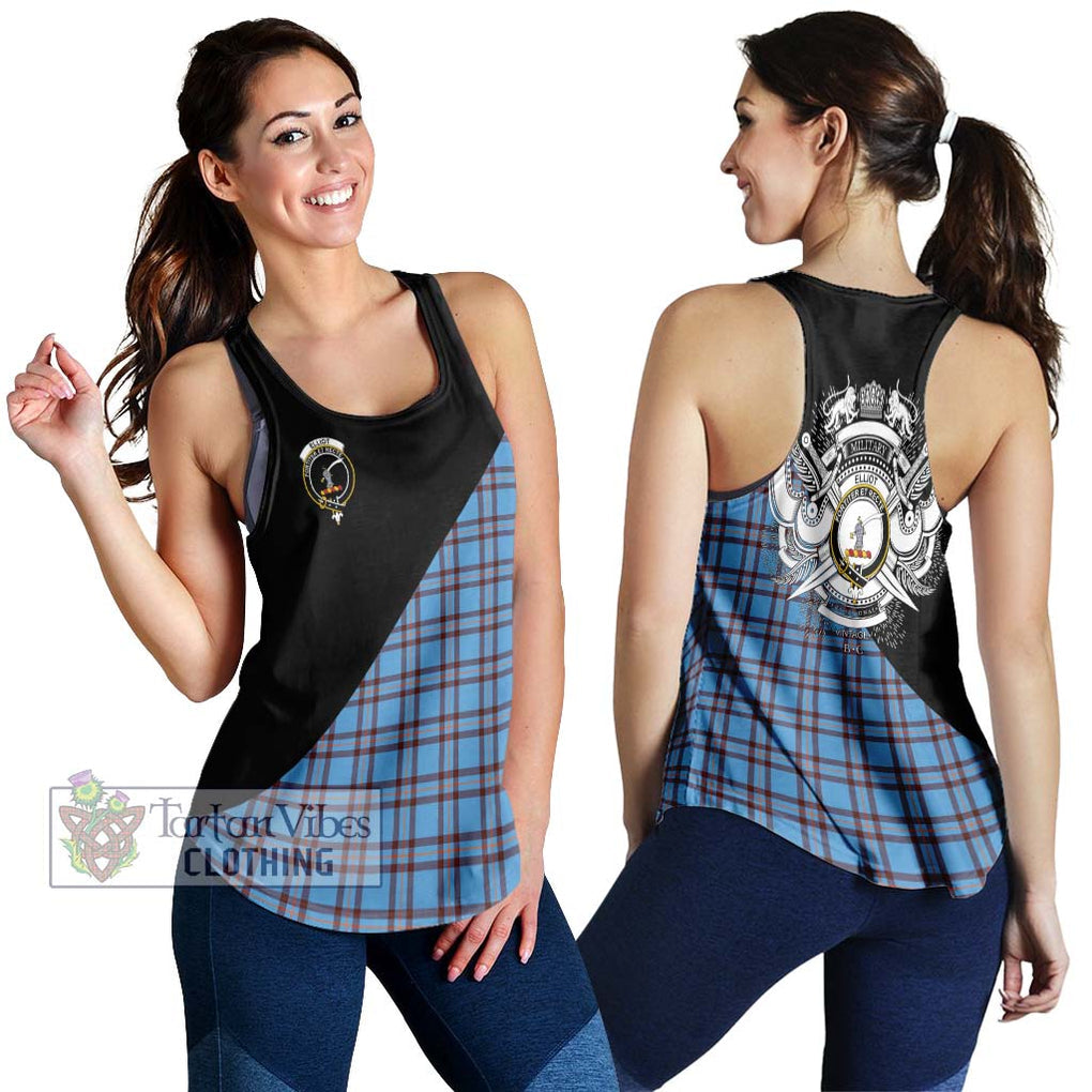 Elliot Ancient Tartan Women's Racerback Tanks with Family Crest and Military Logo Style 4XL - Tartanvibesclothing Shop