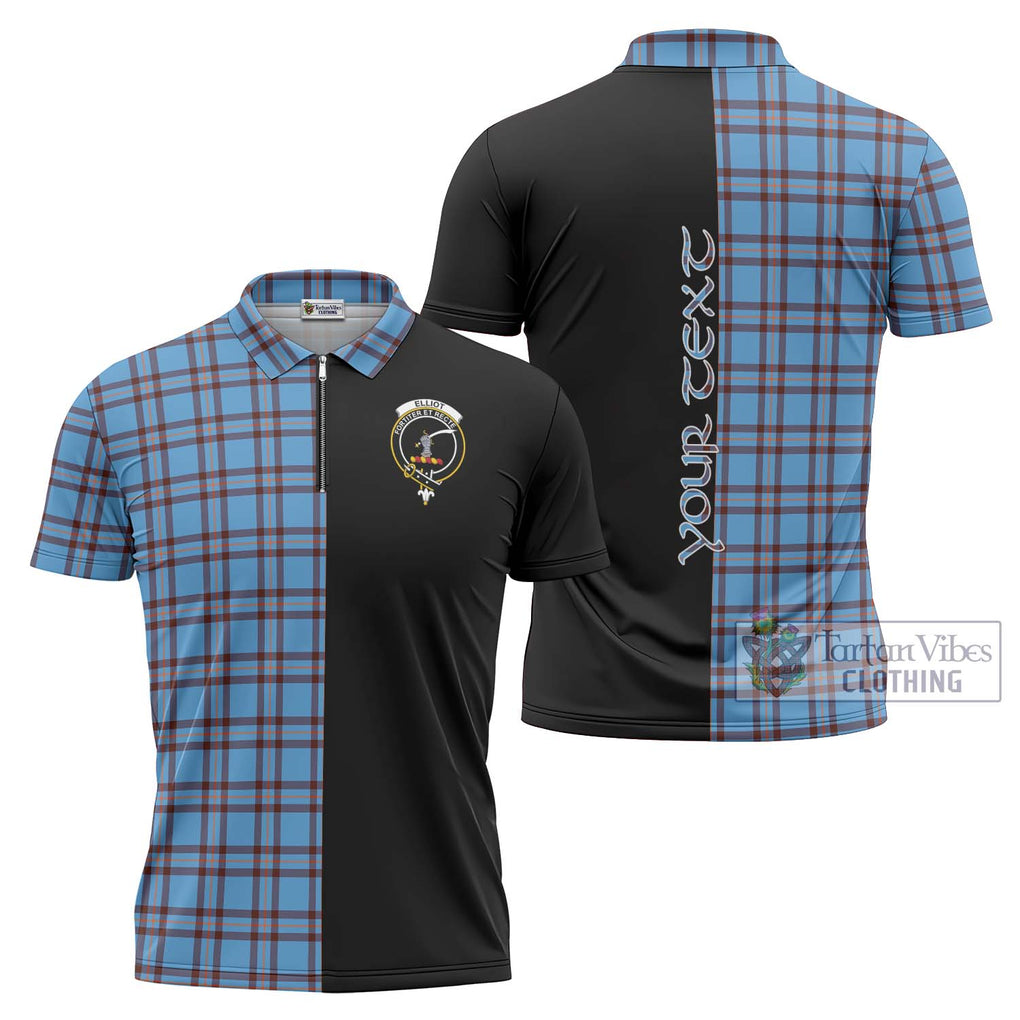 Elliot Ancient Tartan Zipper Polo Shirt with Family Crest and Half Of Me Style Unisex - Tartanvibesclothing Shop