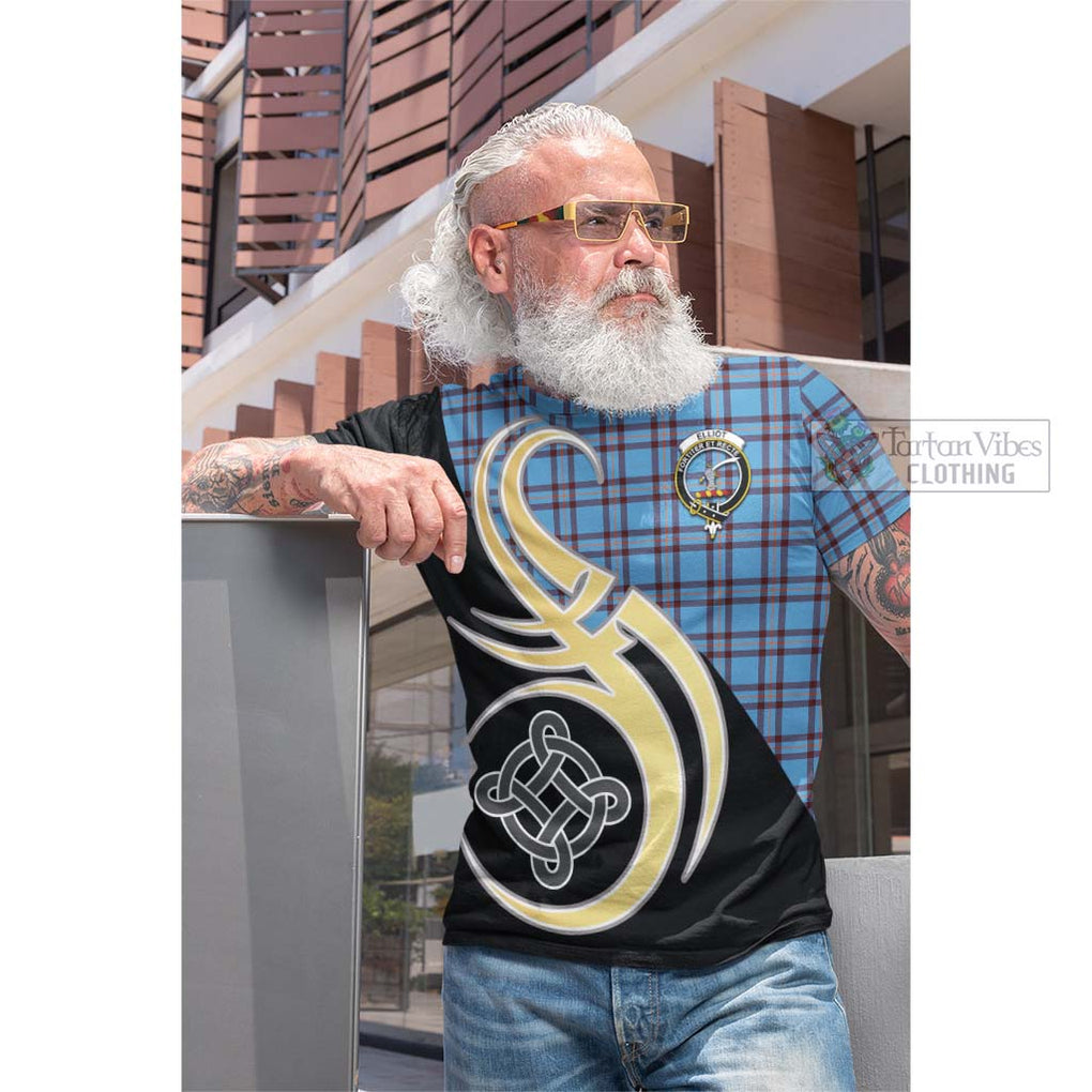 Tartan Vibes Clothing Elliot Ancient Tartan Cotton T-shirt with Family Crest and Celtic Symbol Style