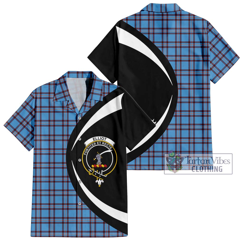 Elliot Ancient Tartan Short Sleeve Button Up with Family Crest Circle Style Kid - Tartan Vibes Clothing