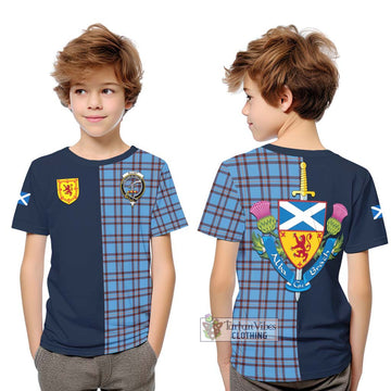 Elliot Ancient Tartan Kid T-Shirt Alba with Scottish Lion Royal Arm Half Style