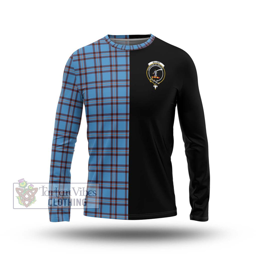 Elliot Ancient Tartan Long Sleeve T-Shirt with Family Crest and Half Of Me Style Unisex - Tartanvibesclothing Shop