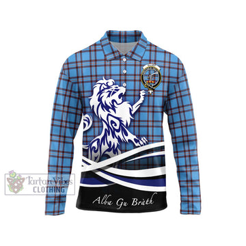 Elliot Ancient Tartan Long Sleeve Polo Shirt with Alba Gu Brath Regal Lion Emblem