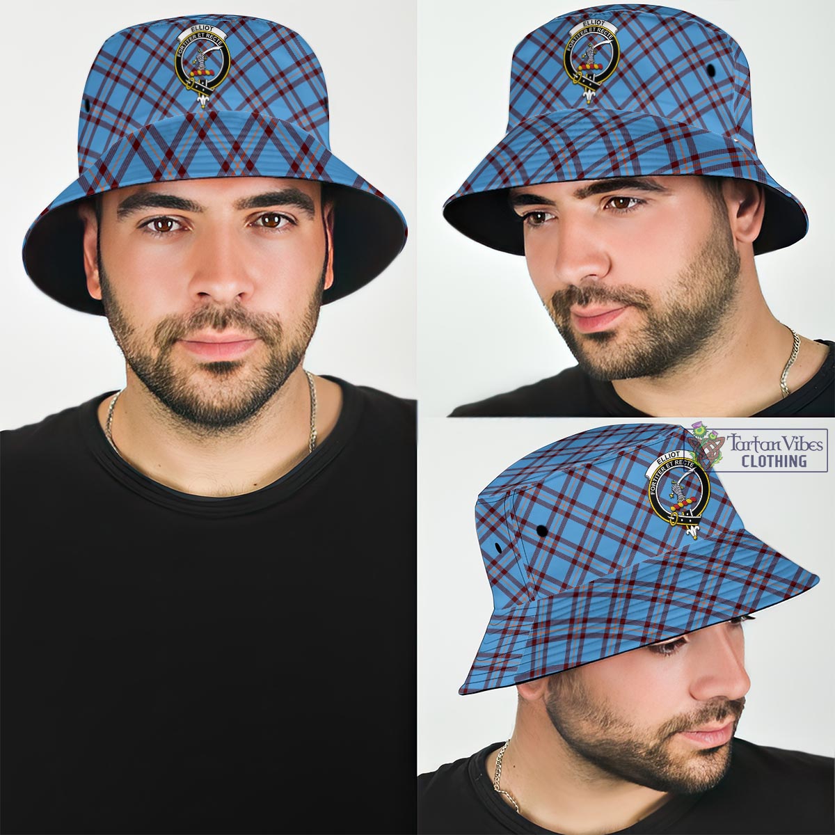 Tartan Vibes Clothing Elliot Ancient Tartan Bucket Hat with Family Crest