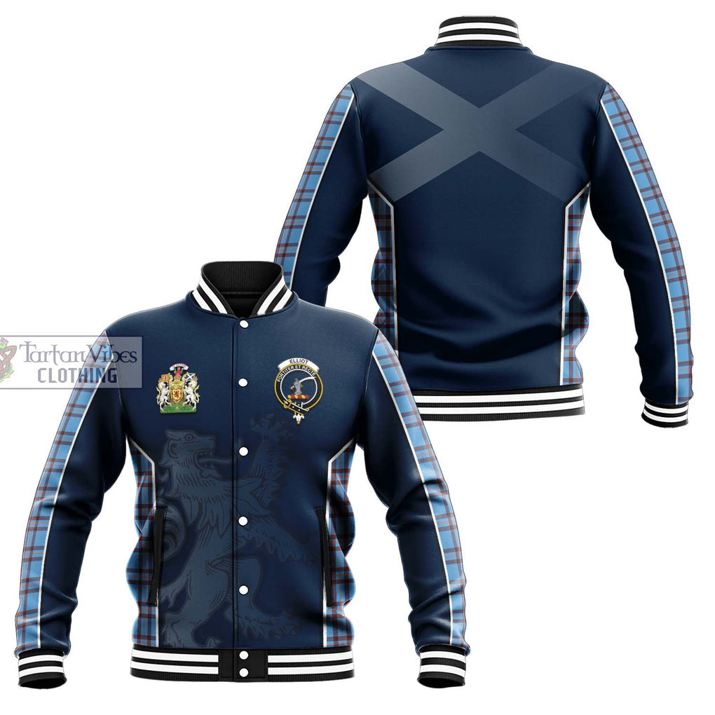 Elliot Ancient Tartan Baseball Jacket with Family Crest and Lion Rampant Vibes Sport Style Unisex - Tartan Vibes Clothing