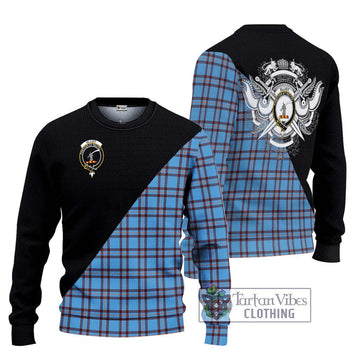 Elliot Ancient Tartan Ugly Sweater with Family Crest and Military Logo Style