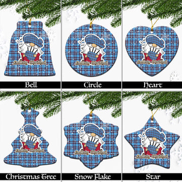 Elliot Ancient Tartan Christmas Ceramic Ornaments with Scottish Gnome Playing Bagpipes