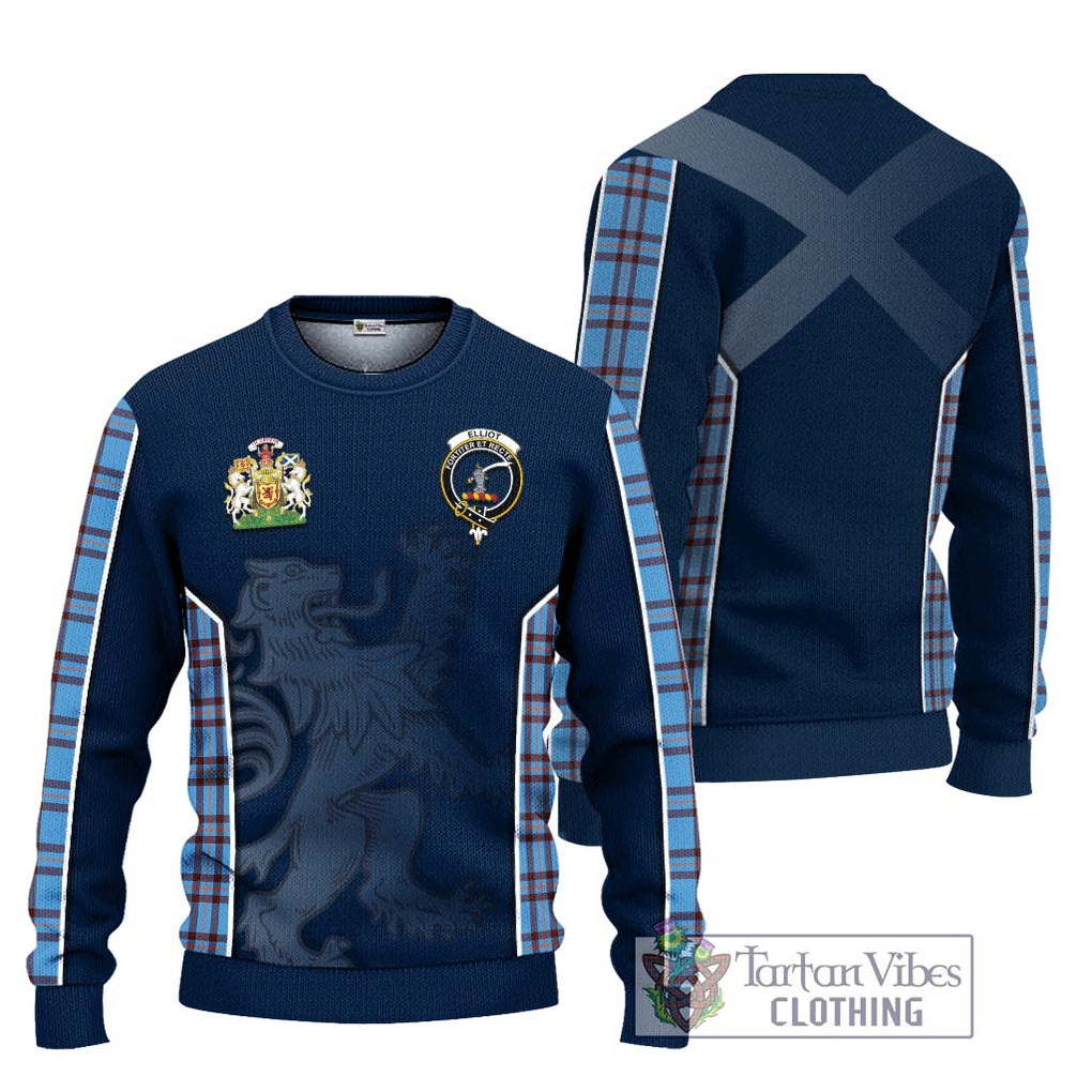 Elliot Ancient Tartan Knitted Sweater with Family Crest and Lion Rampant Vibes Sport Style Unisex - Tartan Vibes Clothing