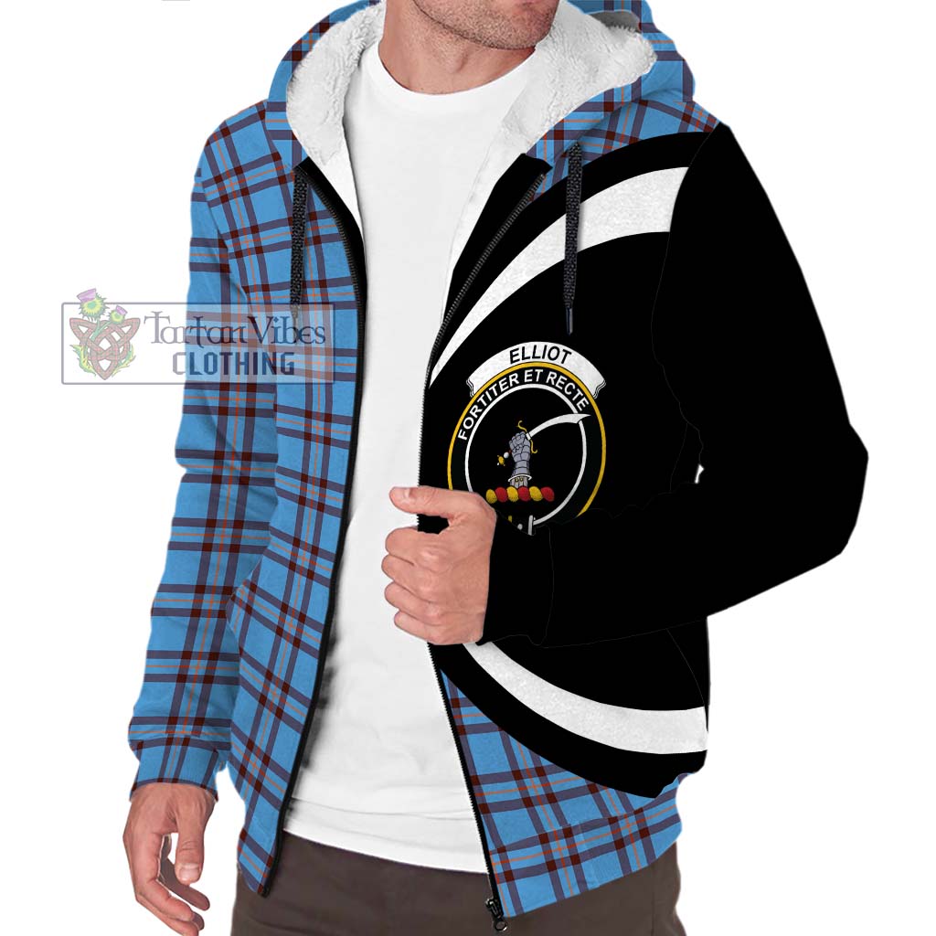 Elliot Ancient Tartan Sherpa Hoodie with Family Crest Circle Style Unisex S - Tartan Vibes Clothing