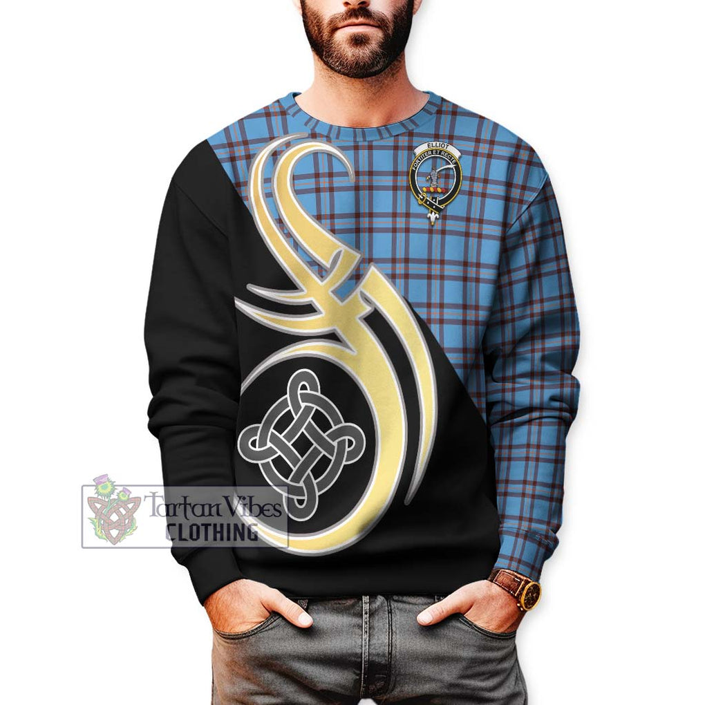 Elliot Ancient Tartan Sweatshirt with Family Crest and Celtic Symbol Style Unisex - Tartan Vibes Clothing