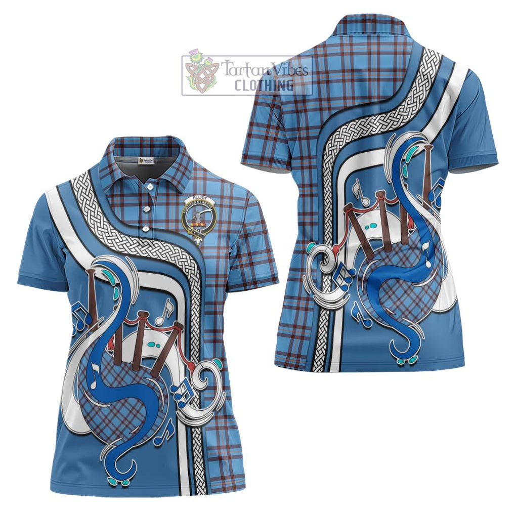 Elliot Ancient Tartan Women's Polo Shirt with Epic Bagpipe Style Women - Tartanvibesclothing Shop