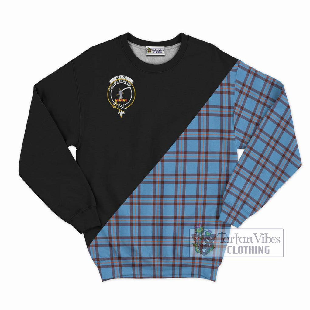 Elliot Ancient Tartan Sweatshirt with Family Crest and Military Logo Style - Tartanvibesclothing Shop