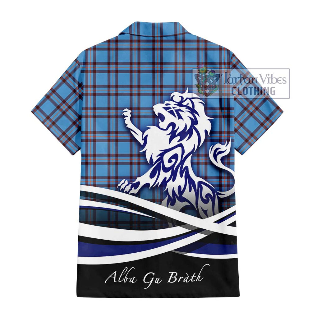 Elliot Ancient Tartan Short Sleeve Button Shirt with Alba Gu Brath Regal Lion Emblem - Tartanvibesclothing Shop