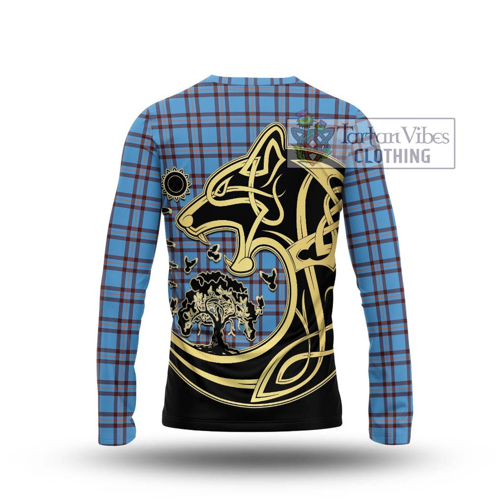 Elliot Ancient Tartan Long Sleeve T-Shirt with Family Crest Celtic Wolf Style - Tartan Vibes Clothing