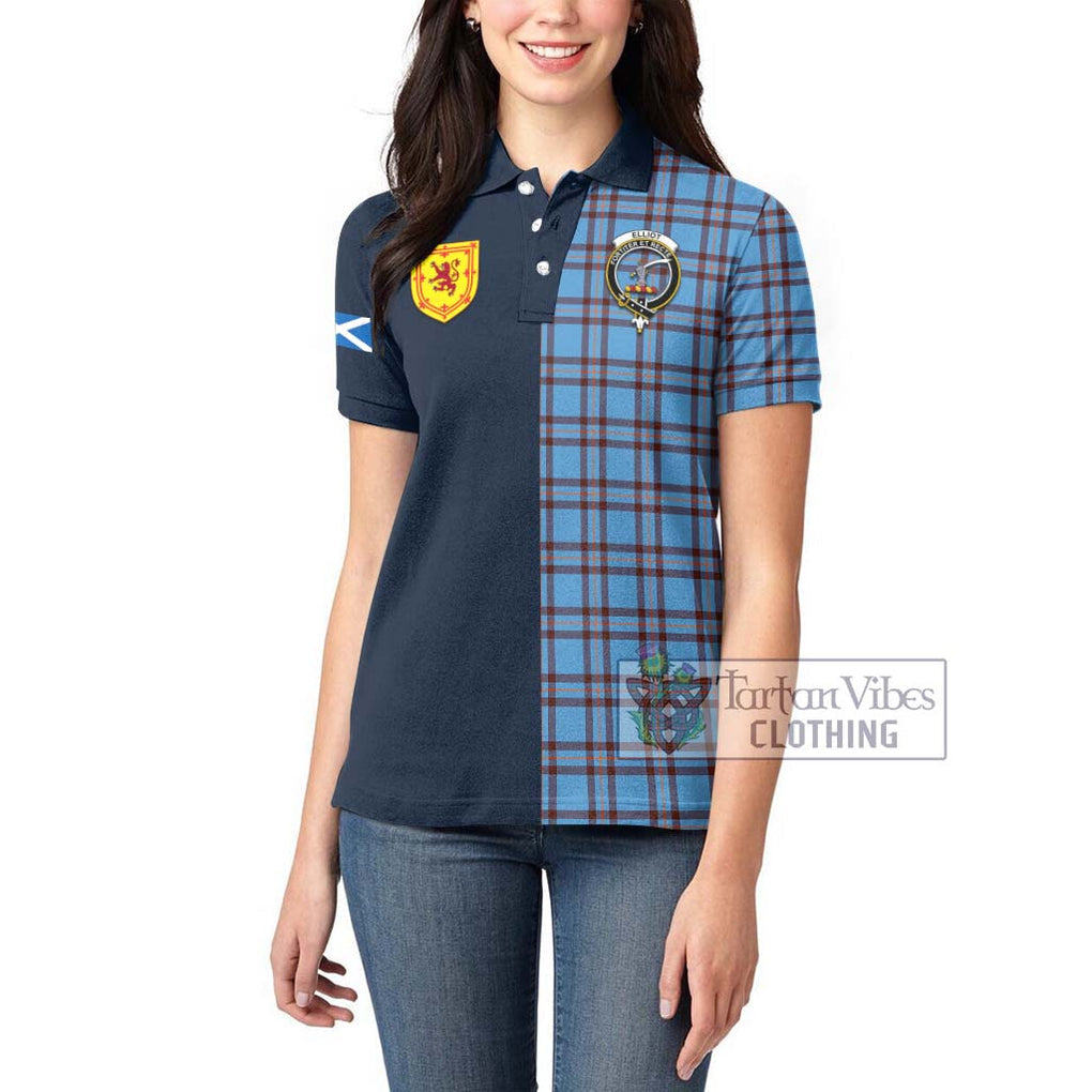 Tartan Vibes Clothing Elliot Ancient Tartan Women's Polo Shirt with Scottish Lion Royal Arm Half Style