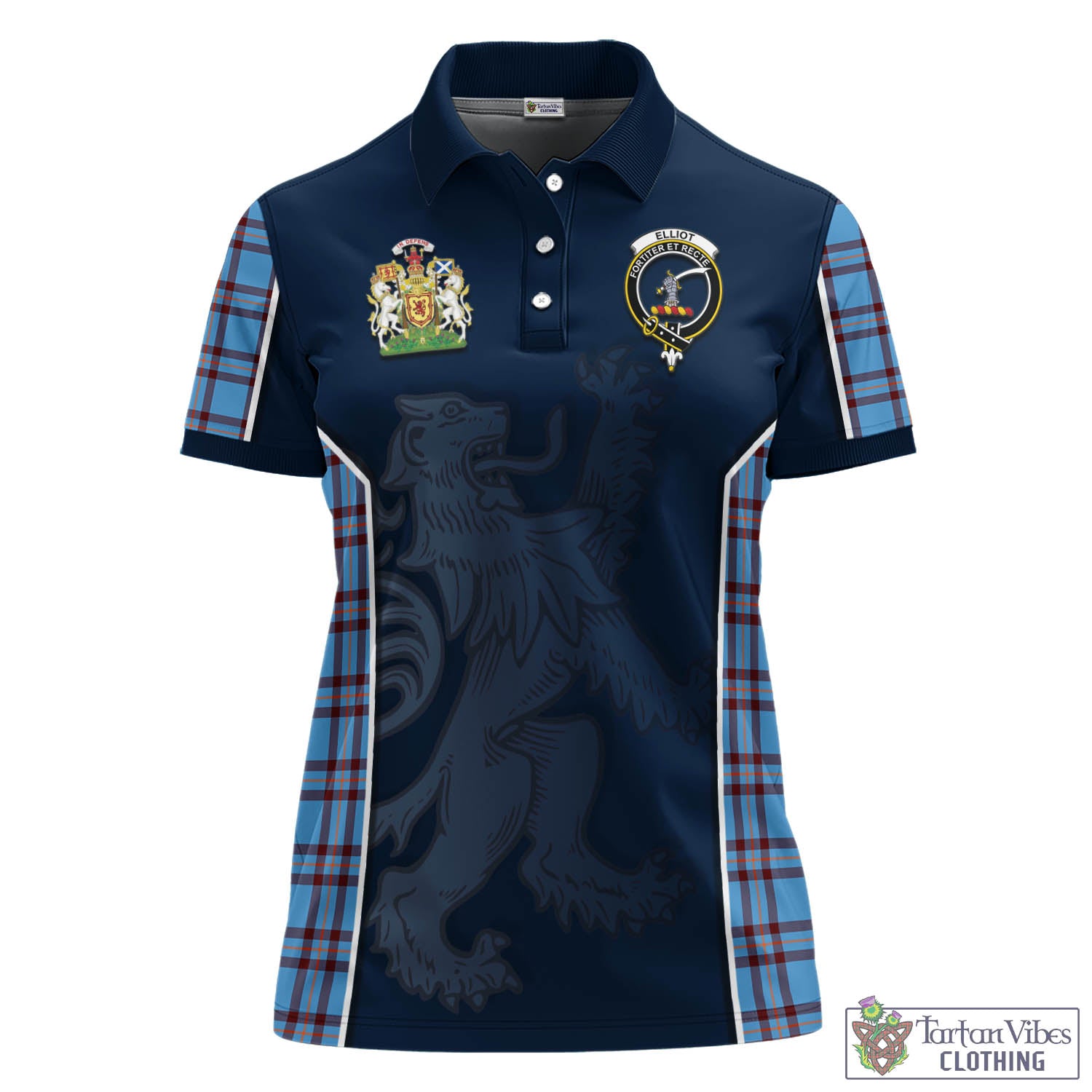 Elliot Ancient Tartan Women's Polo Shirt with Family Crest and Lion Rampant Vibes Sport Style - Tartan Vibes Clothing