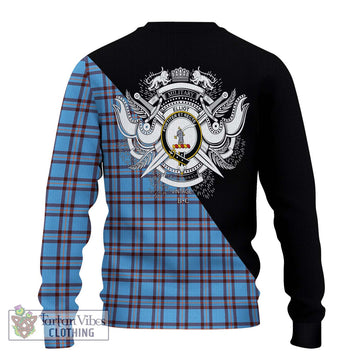 Elliot Ancient Tartan Ugly Sweater with Family Crest and Military Logo Style