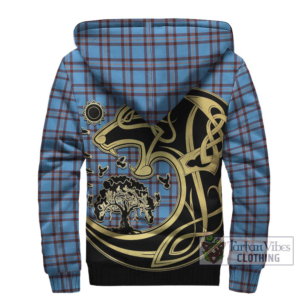 Elliot Ancient Tartan Sherpa Hoodie with Family Crest Celtic Wolf Style - Tartan Vibes Clothing