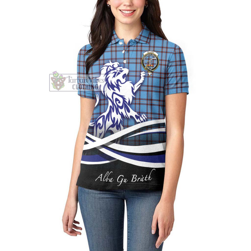 Elliot Ancient Tartan Women's Polo Shirt with Alba Gu Brath Regal Lion Emblem - Tartanvibesclothing Shop