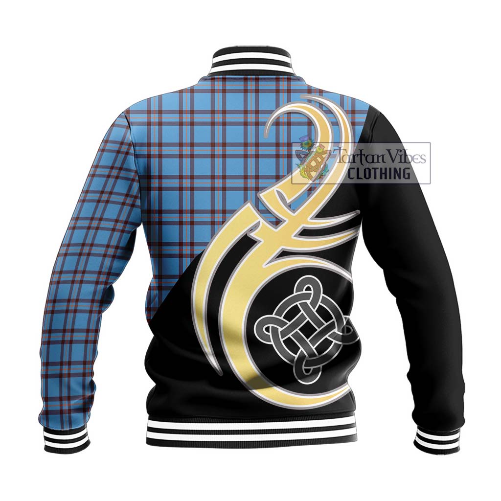 Elliot Ancient Tartan Baseball Jacket with Family Crest and Celtic Symbol Style - Tartan Vibes Clothing